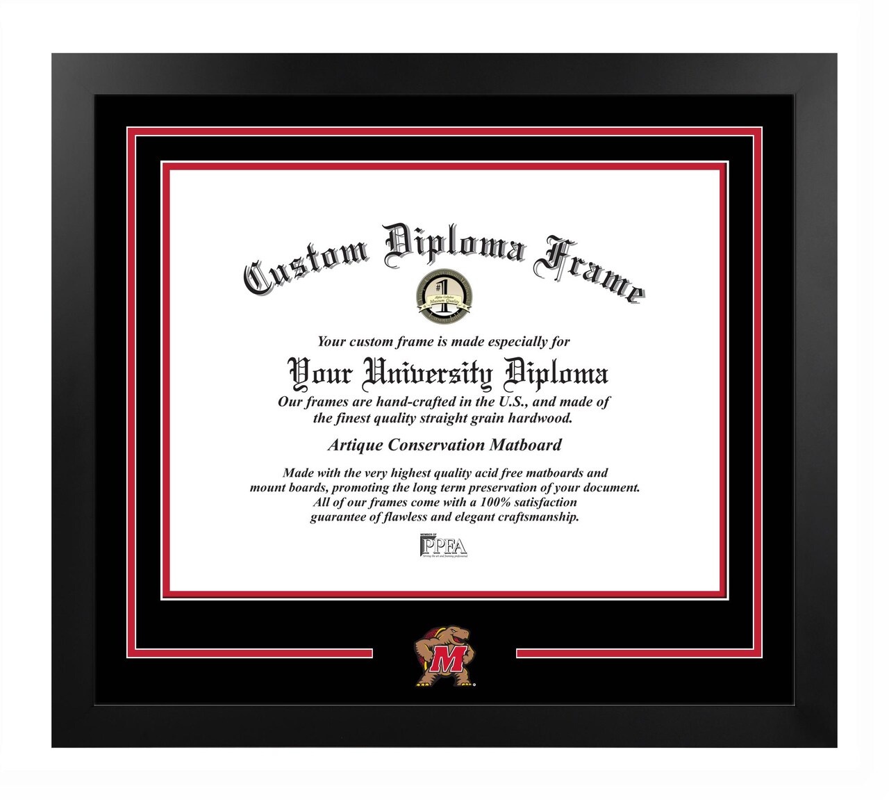 University of Maryland Terrapins 17w x 13h Spirit Diploma Manhattan Black Frame with Bonus Campus Images Lithograph (value savings $59)